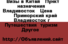 Визы в Китай › Пункт назначения ­ Владивосток › Цена ­ 2 500 - Приморский край, Владивосток г. Путешествия, туризм » Другое   